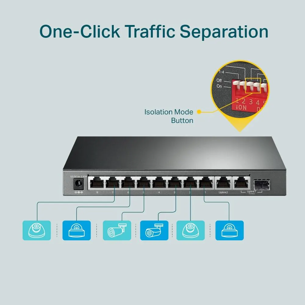 TP-Link, TL-SG1210MP 10-Port Gigabit Desktop Switch with 8-Port PoE+