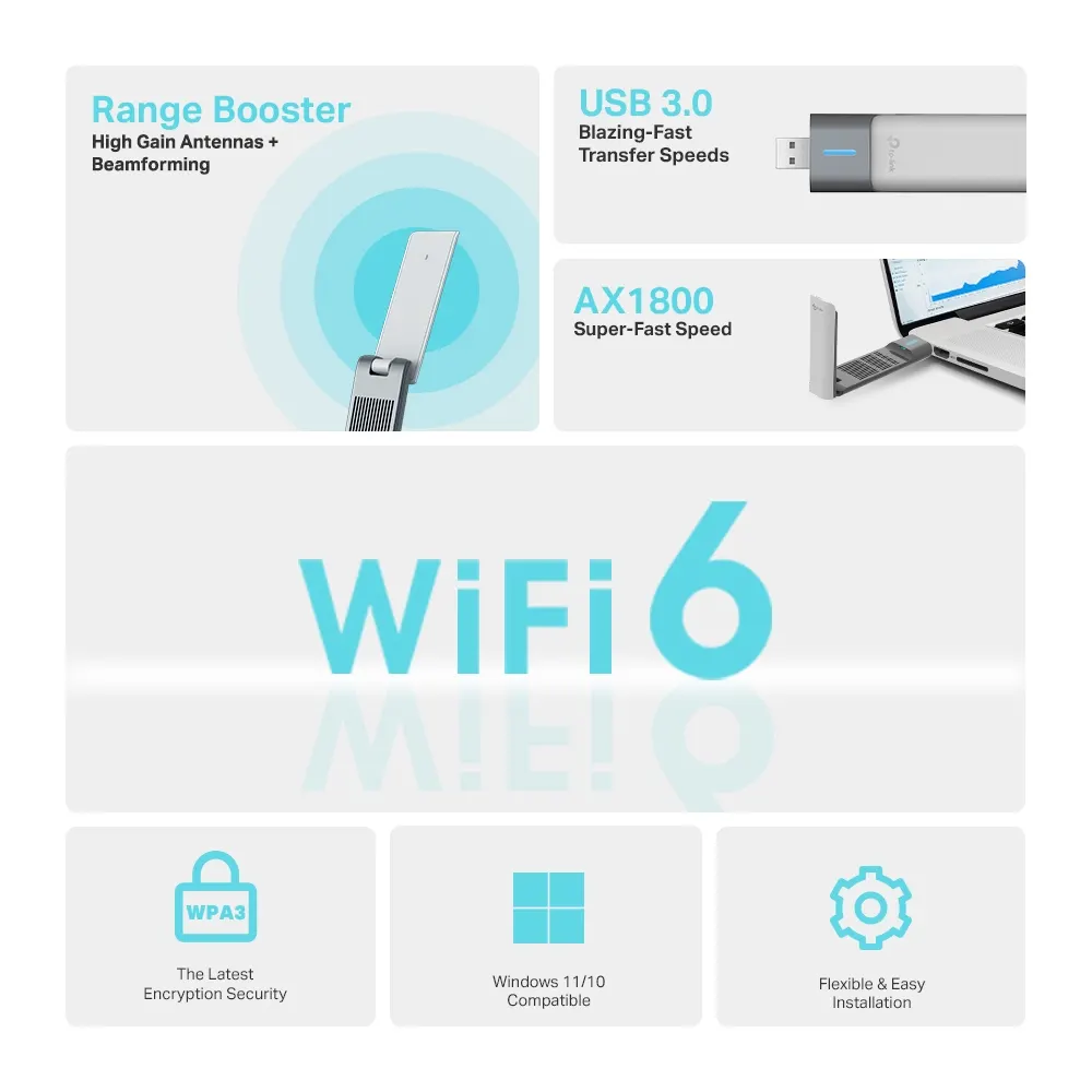 Wi-Fi ადაპტერი TP-Link AX1800 High Gain Wireless USB Adapter