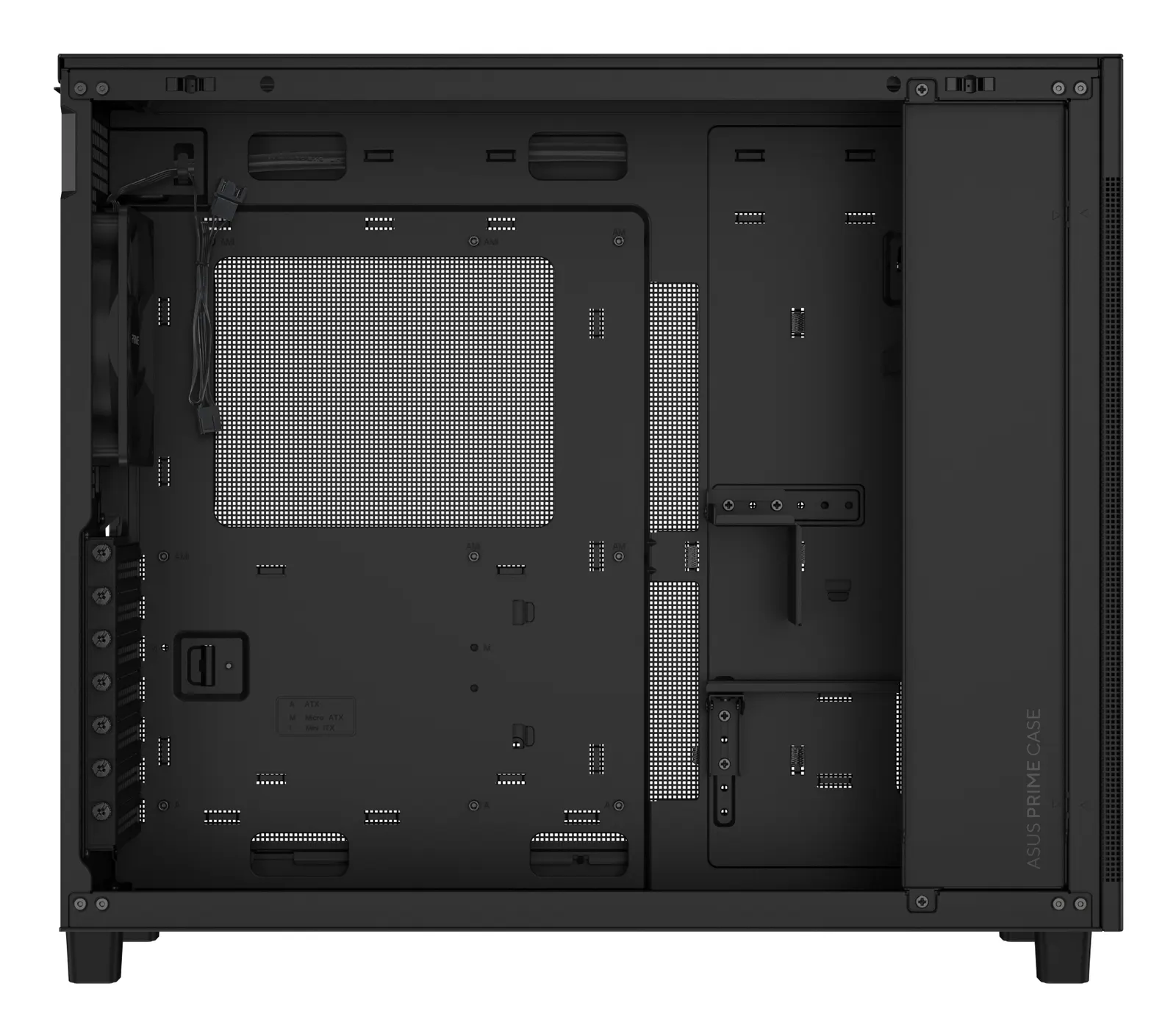 ქეისი ASUS Prime AP303 TG – Mid Tower | ATX/mATX/Mini-ITX | TG | 1×120mm Rear Fan | GPU 360mm | CPU Cooler 165mm | 360mm Radiator | Black