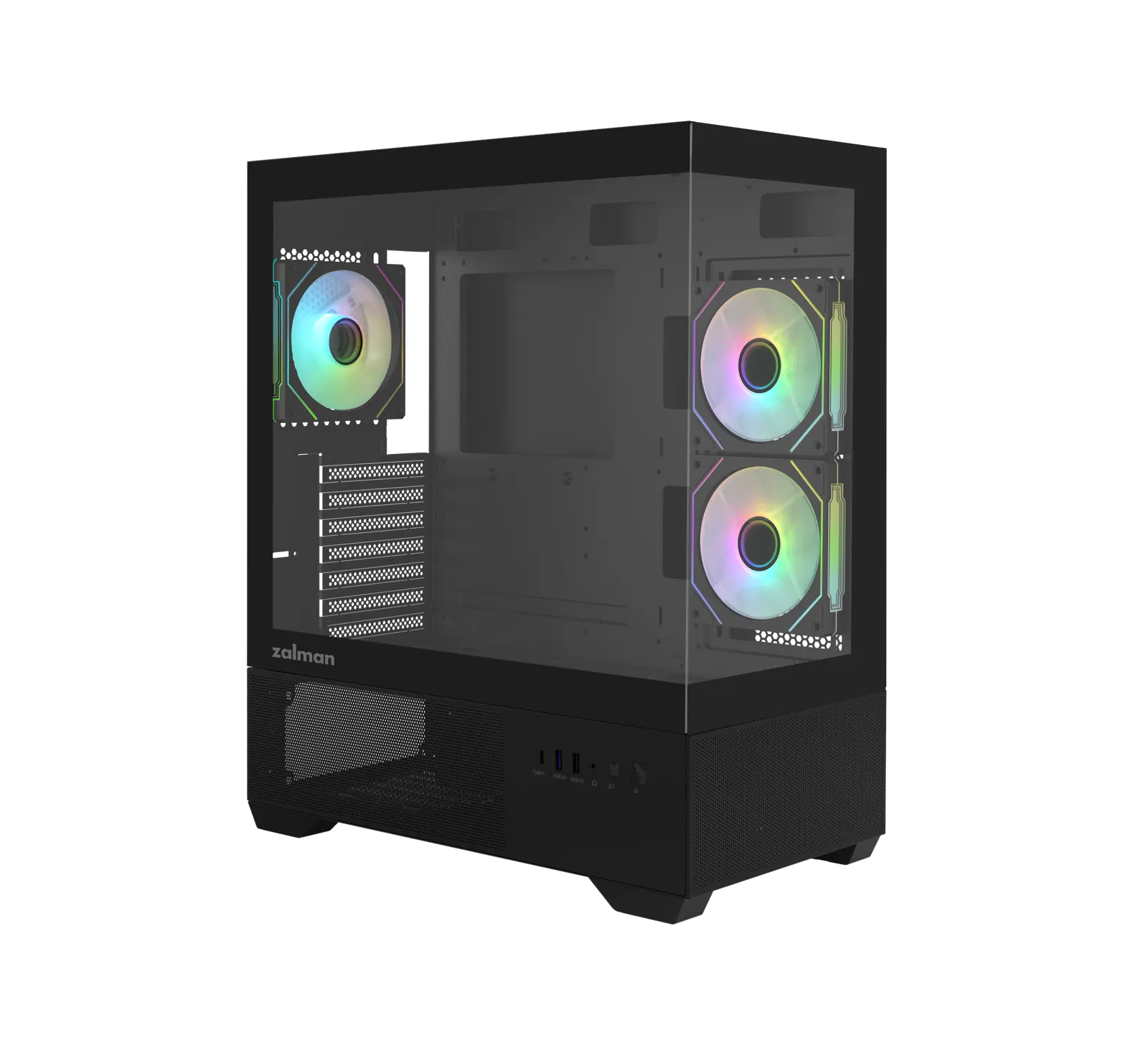 ქეისი Zalman PC case Chronix V2 without PSU, 1xUSB3.0, 1xUSB2.0, 1x Type C, 2x120mm ARGB Reverse, 4x120mm ARGB, VGA 410mm, LCS ready, TG Side/Front Panel, ATX, black