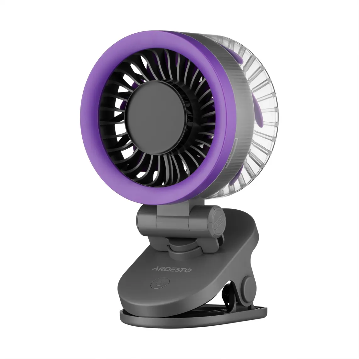 ARDESTO Desktop fan OneBreeze FT-M83GR desktop/wall-mounted, clothespin, 9cm, display, rechargeable, USB-A Type-C, gray
