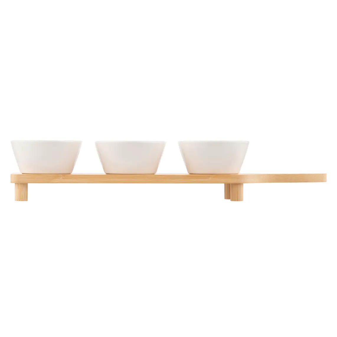 ARDESTO Saucer set with tray Midori, 3pcs, 110ml, new bone china, bamboo