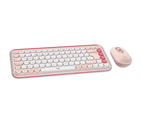 logitech, POP Icon, Keyboard + Mouse (Combo) Rose & Off White