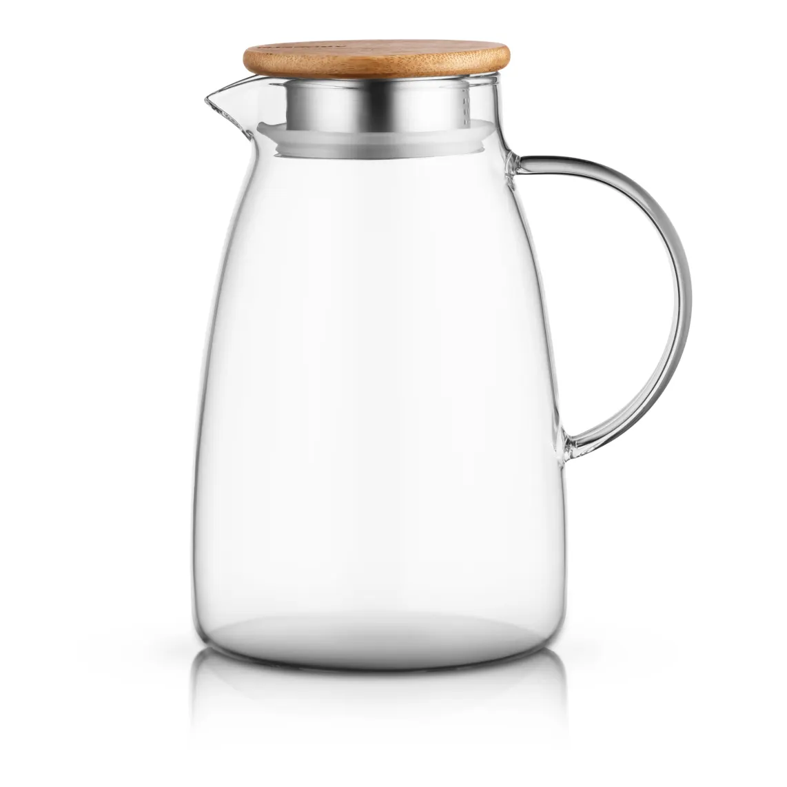 დოქი Pitcher with lid ARDESTO 1500ml, borosilicate glass, bamboo, transparent