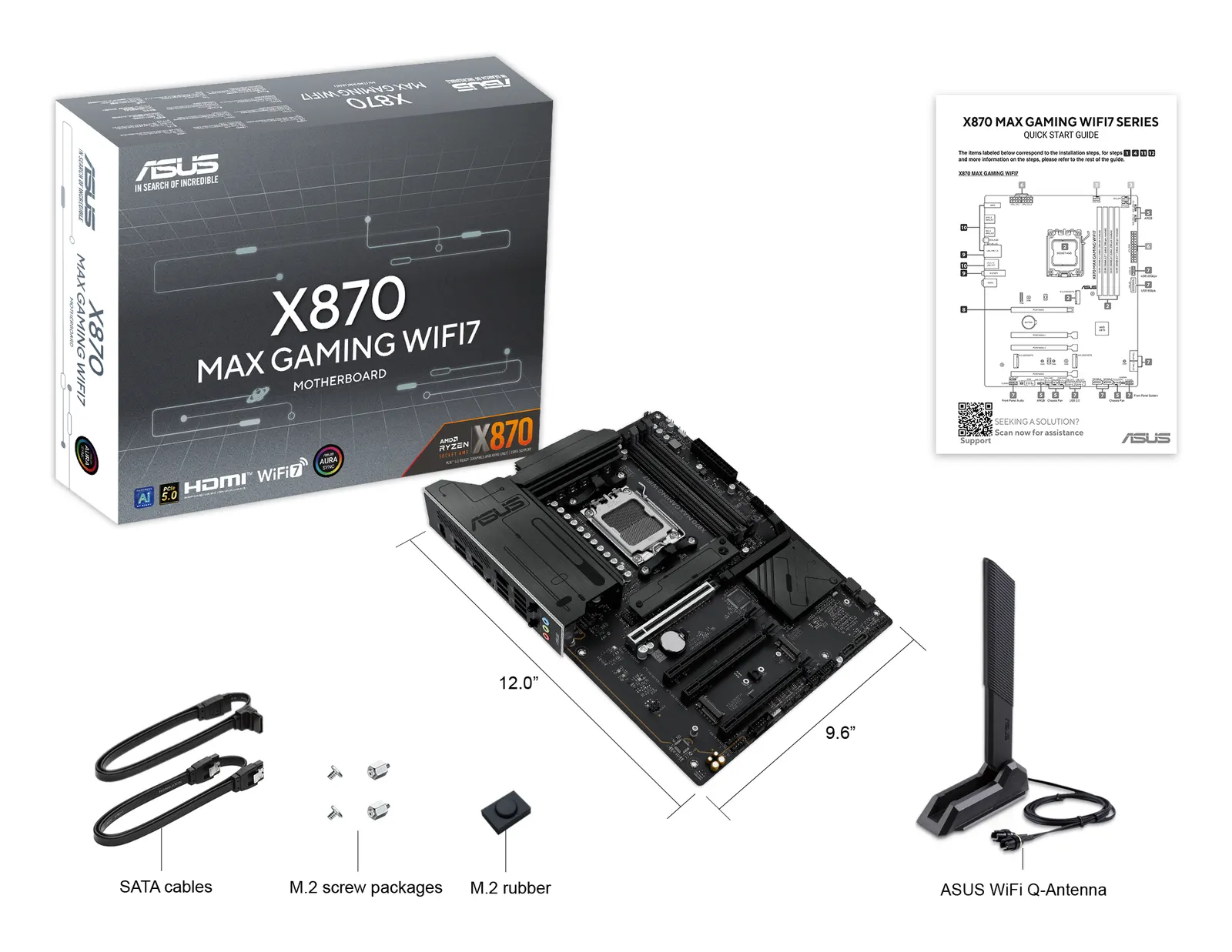 Motherboard ASUS X870 MAX GAMING WIFI7 sAM5 X870 4xDDR5 M.2 HDMI USB Type-C Wi-Fi BT ATX