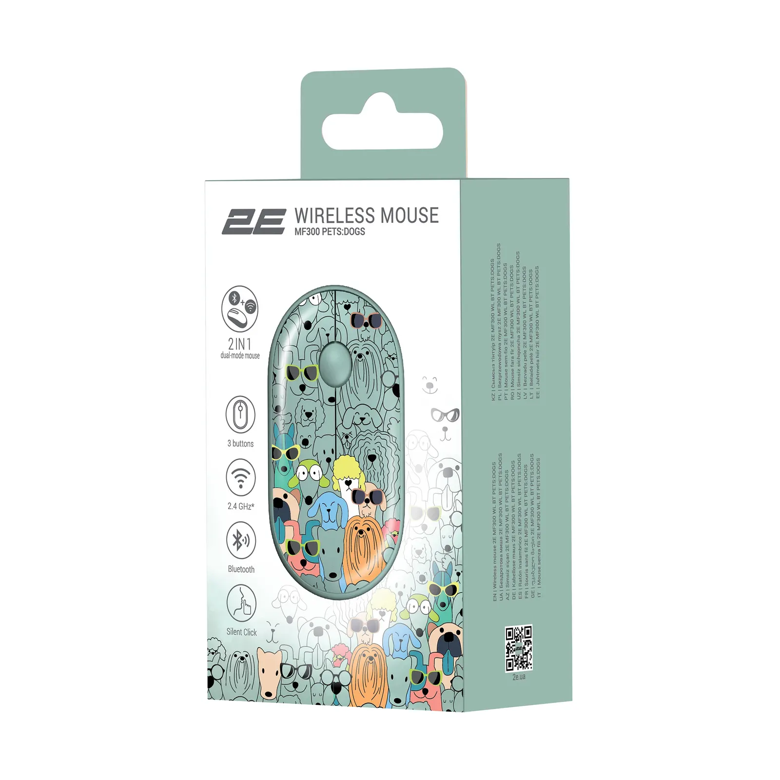მაუსი 2E Mouse MF300 PETS:DOGS Silent WL BT, Green