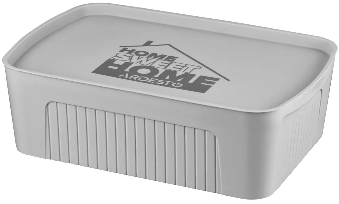 შესანახი კონტეინერი Ardesto Storage box with lid 45.5x31x14cm, 13l, plastic PP, grey