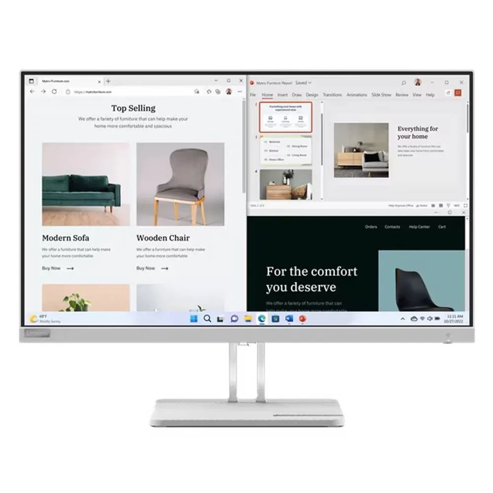 მონიტორი Lenovo 67ACKAC4EU 67ACKAC4EU L27e-40 27" 16:9 VA/1920x1080/100Hz/AMD FreeSync/4ms/3000:1/3M:1/300nit/VGA/2xHDMI 1.4/Y-out