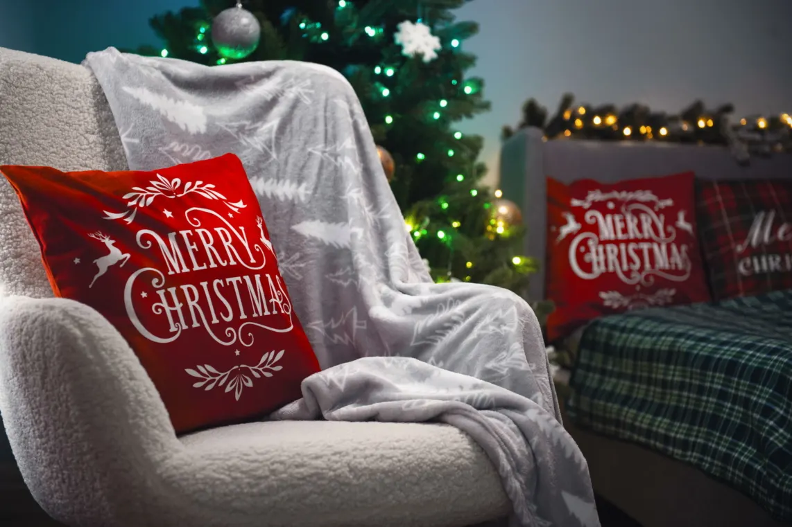 პლედი Ardesto Christmas Flannel blanket, 160x200cm, 100% polyester, grey pine
