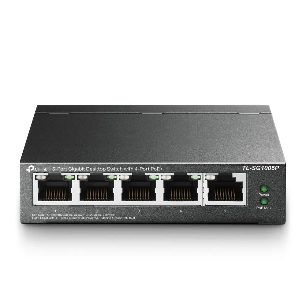 TP-Link, TL-SG1005P, 5-Port Gigabit Desktop Switch with 4-Port PoE