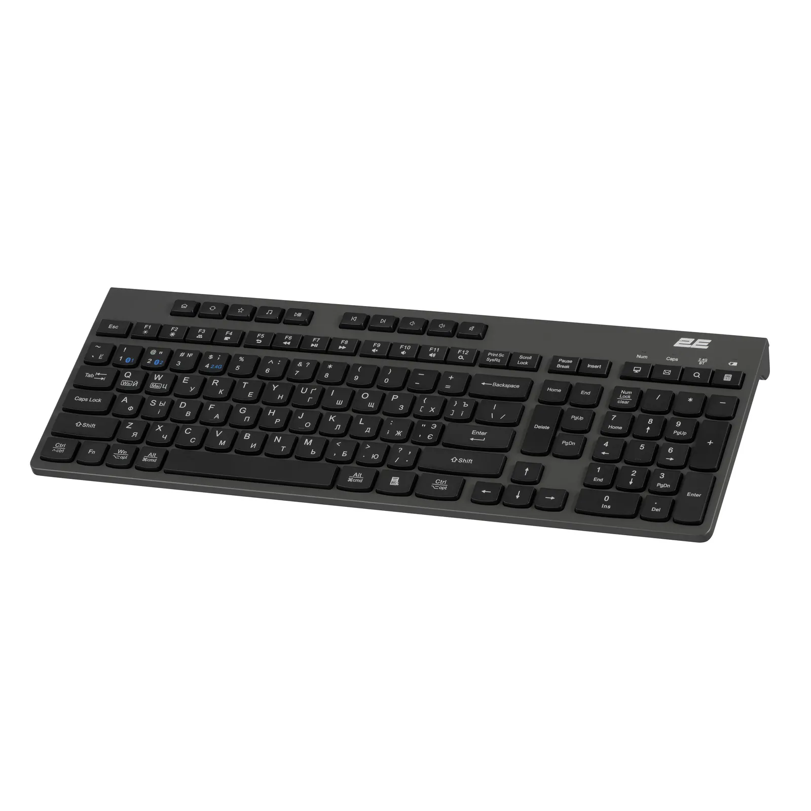 2E Keyboard membrane KS270 120key, WL/BT, EN/UK/RU, silent, black-grey