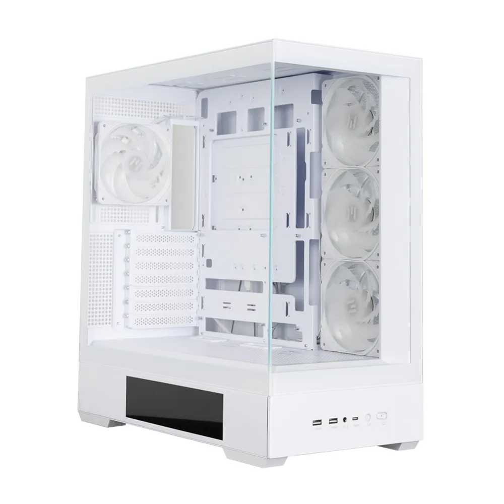 ქეისი Zalman PC case P40 DS without PSU, 2xUSB3.0, 1x Type C, 3x120mm ARGB Reverse, 1x120mm ARGB, VGA 420mm, LCS ready, TG Side/Front Panel, Display, ATX, white