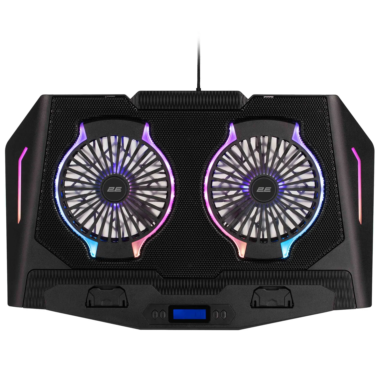 ნოუთბუქის ქულერი 2E GAMING Laptop stand CPG-006, up to 17.3", 2xUSB-A, LCD/phone holder, RGB, black