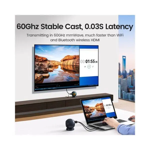 CM438, UGREEN, HDMI Transmitter, 4K Wireless HDMI Transmitter And Receiver, Black.