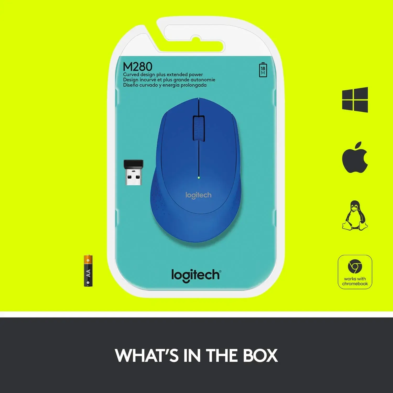 მაუსი logitech, M280, Mouse Blue