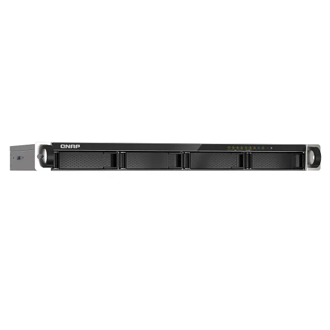 4-bay 1U short-depth 12" NAS, Marvell Octeon TX2 CN9130 / CN9131 64-bit quad-core 2.2 GHz, 4GB DDR4 SODIMM RAM (1 slot, up to 32GB), 4 x 2.5"/3.5"