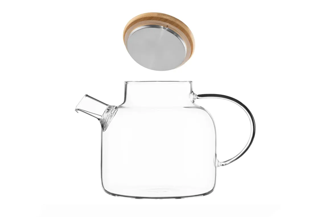 ჩაიდანი Ardesto Teapot Gemini 1200ml, borosilicate glass, bamboo, transparent