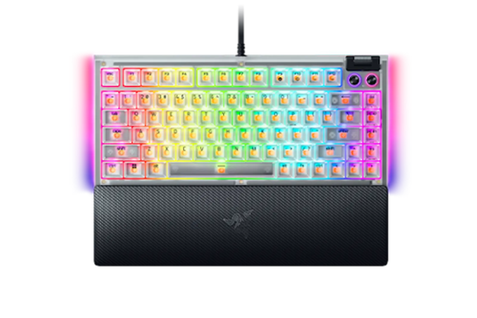კლავიატურა Razer Keyboard BlackWidow V4 75% RGB 83key Mechanical Tactile Switch GEN-3, USB-A, EN, Phantom White Ed