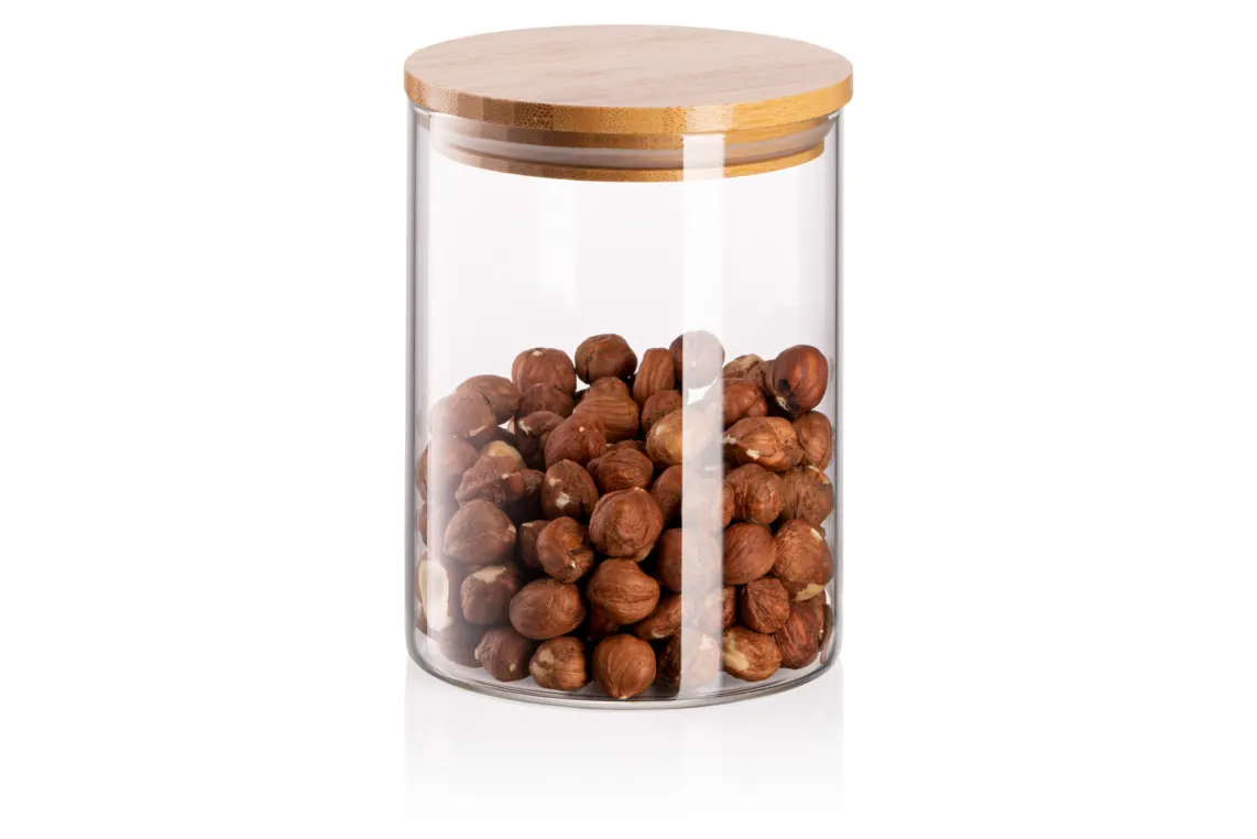 შუშის ქილა Ardesto Jar Midori, 540ml, glass, bamboo, round, transparent