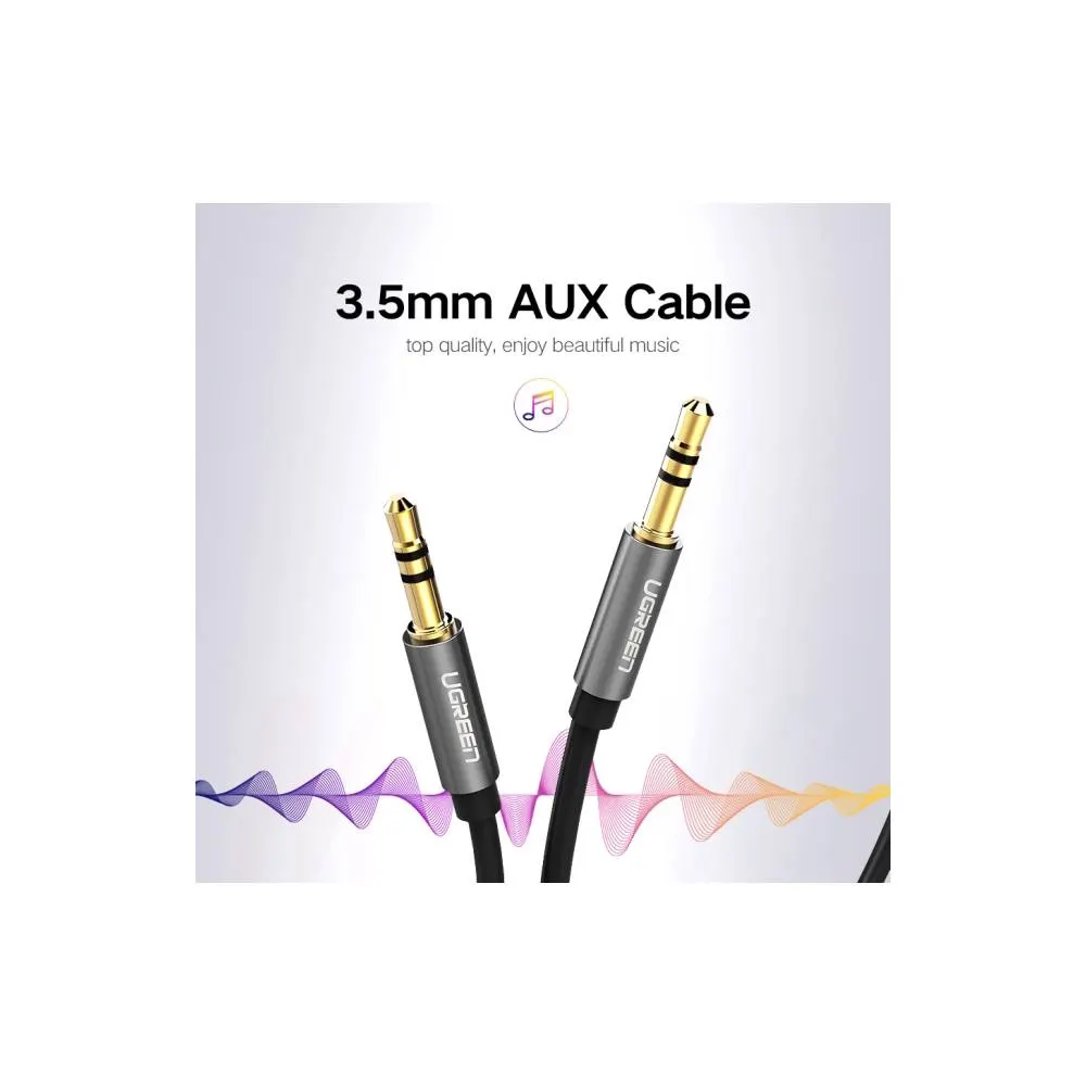 აუდიო კაბელი UGREEN AV119 (10732), 3.5mm Male to 3.5mm Male Cable, 0.5m, Black