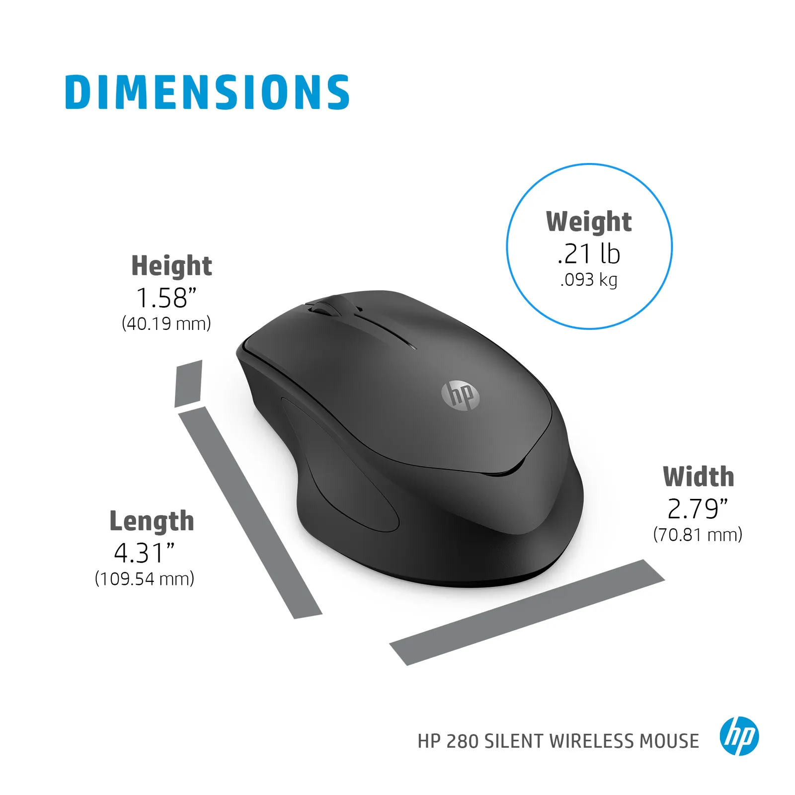 მაუსი HP 280 Silent Wireless Black