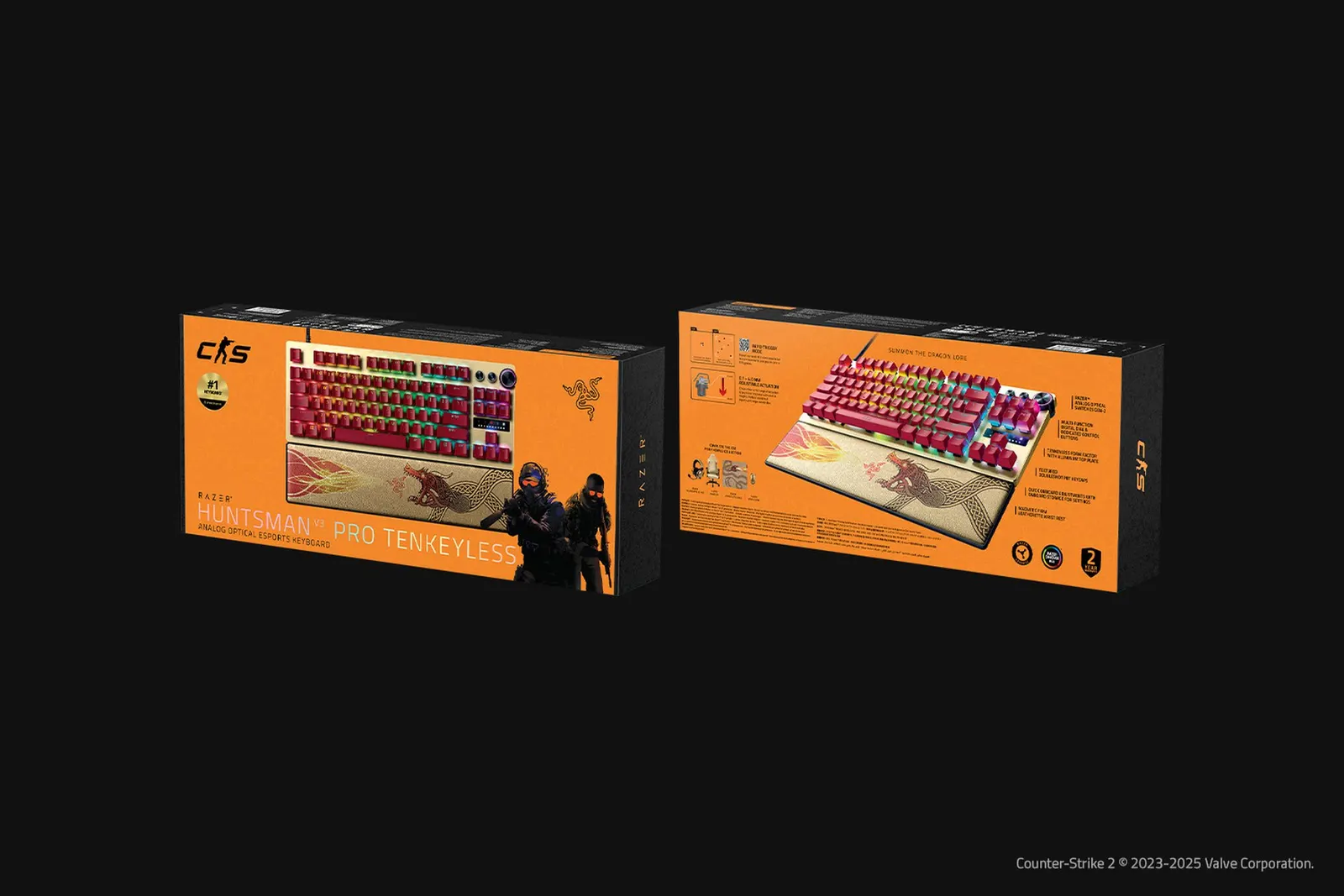 კლავიატურა Razer Keyboard Huntsman V3 Pro TKL, 84key Analog Optical Switches, USB-A, EN, RGB, Counter-Strike 2 Ed