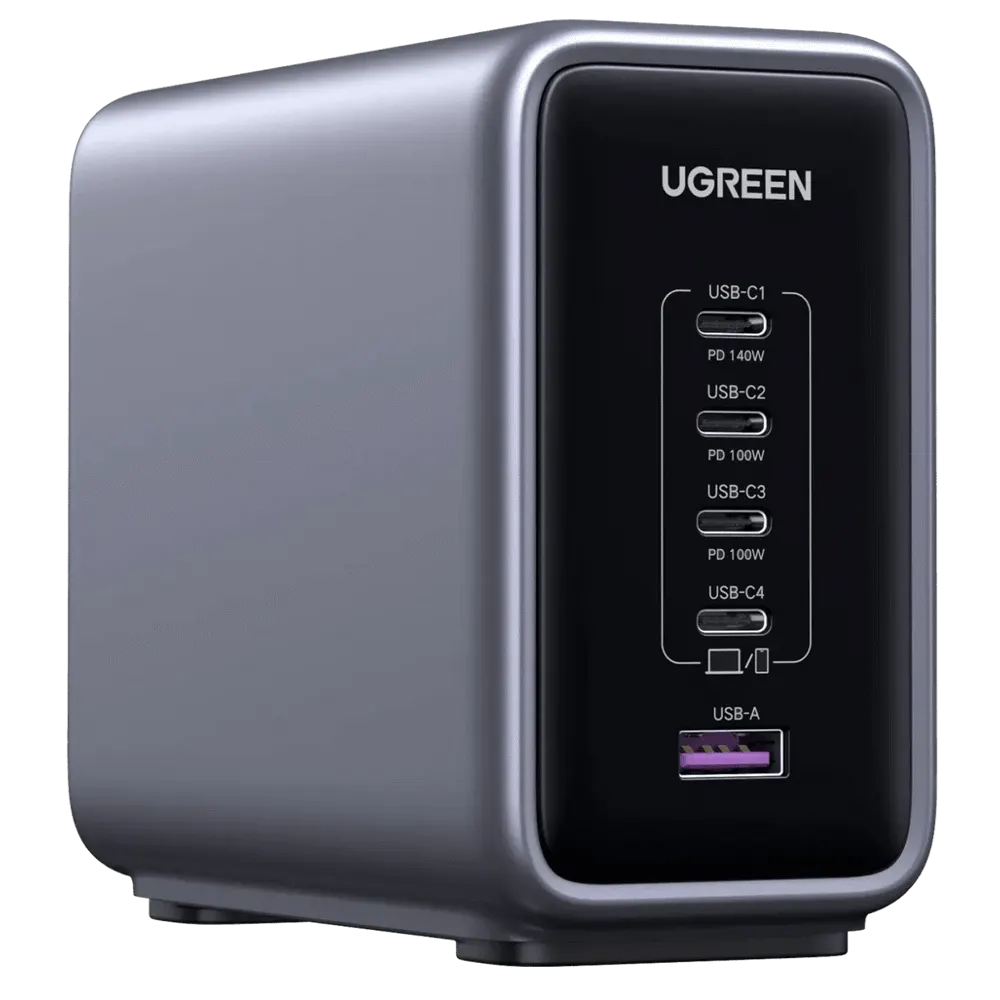 მობილურის დამტენი UGREEN CD333 (90903B) Nexode, 300W, Type-C, USB, 5-Port PD GaN Fast Charger, Grey