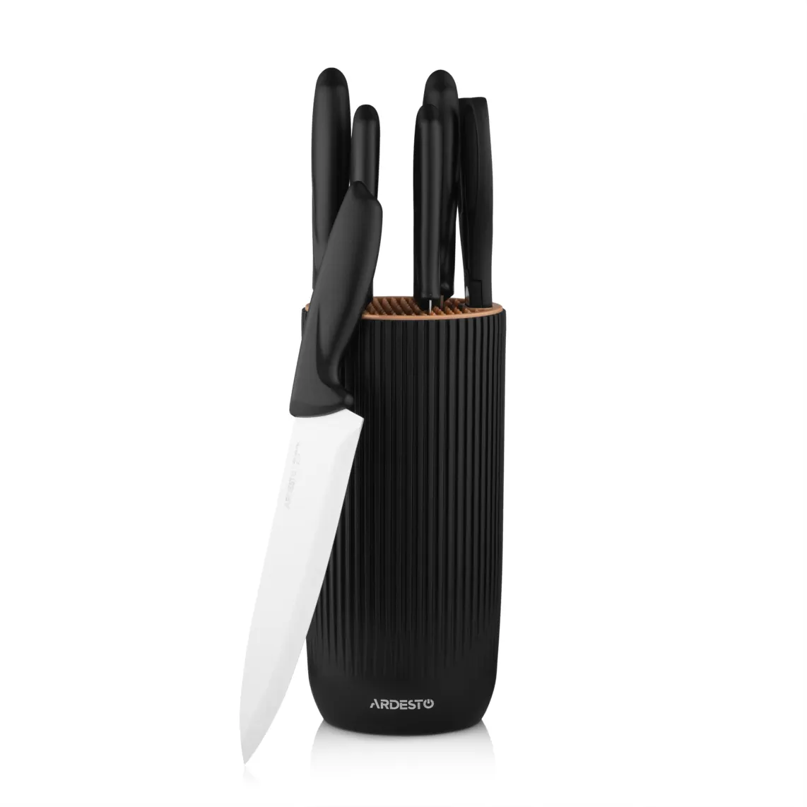 Knives set with block ARDESTO Gemini, 7pcs, stainless steel, plastic, black