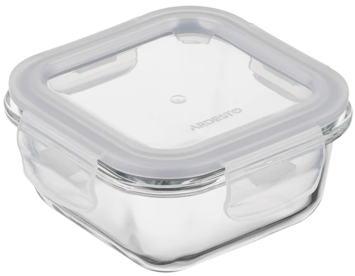 საკვების კონტეინერი Ardesto Food storage container Gemini 0.31l, borosilicate glass, plastic, square, transparent