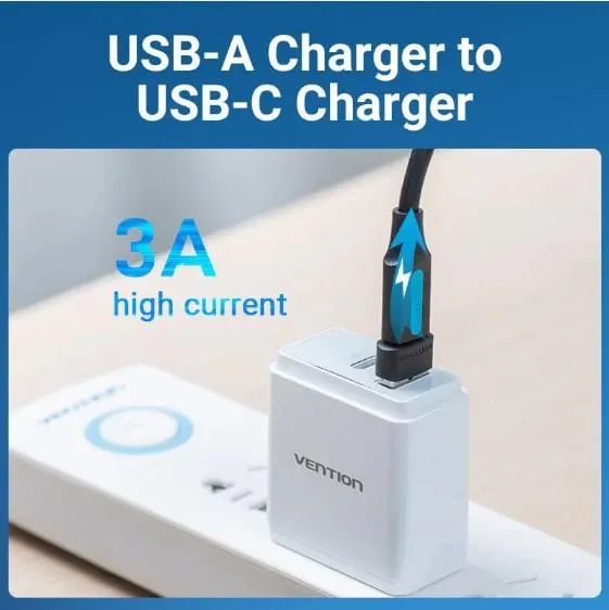 CDWB0 VENTION USB 2.0 Male to USB-C Female Adapter Black PVC Type