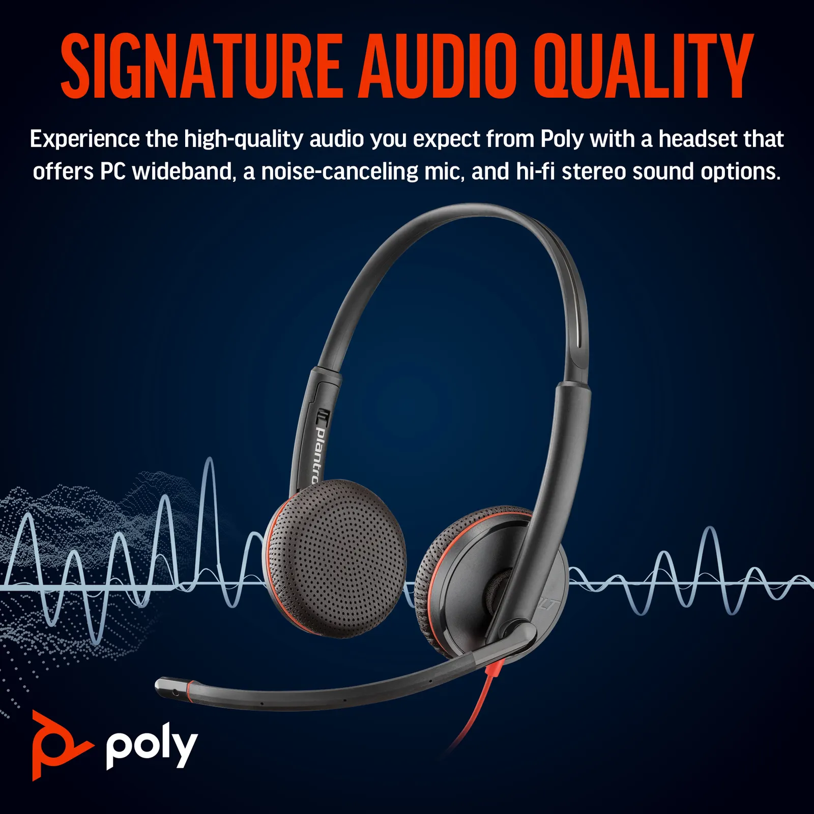 Poly BlackWire 3225 Wired On-ear Black