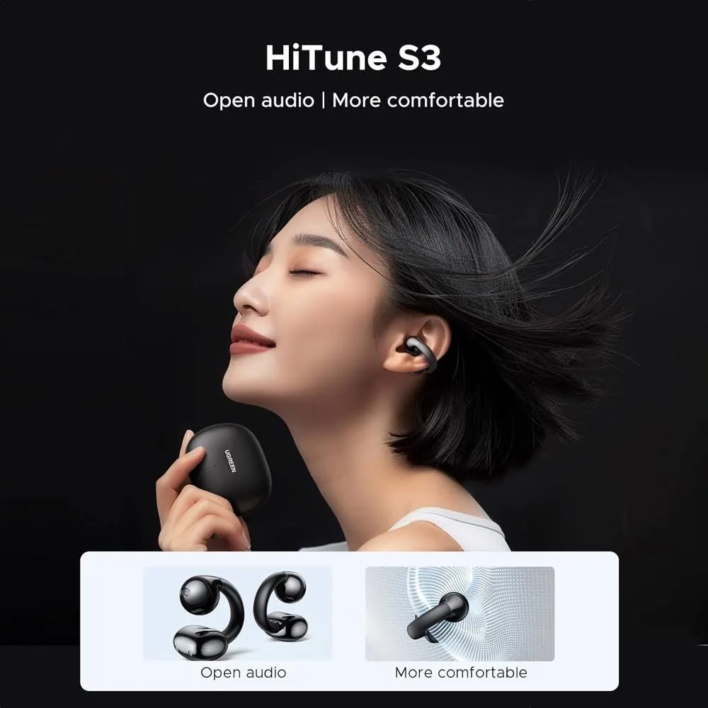 ყურსასმენი UGREEN WS209 (45785) HiTune S3, Earbuds, Wireless, Bluetooth, IPX5, Black