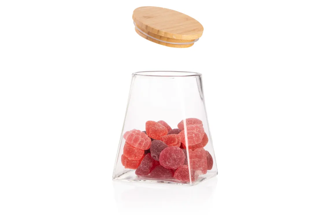 შუშის ქილა Ardesto Jar Midori, 510ml, glass, bamboo, cone, transparent