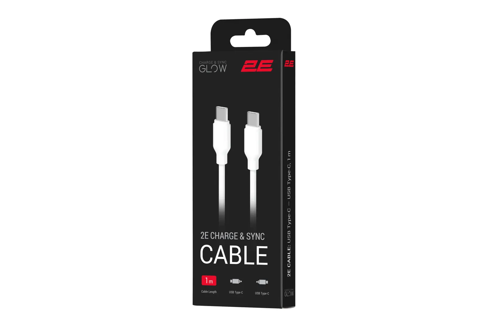 Type-C კაბელი 2E Cable USB-C > USB-C charge/data, 1m, 60W Type-C, Glow, white
