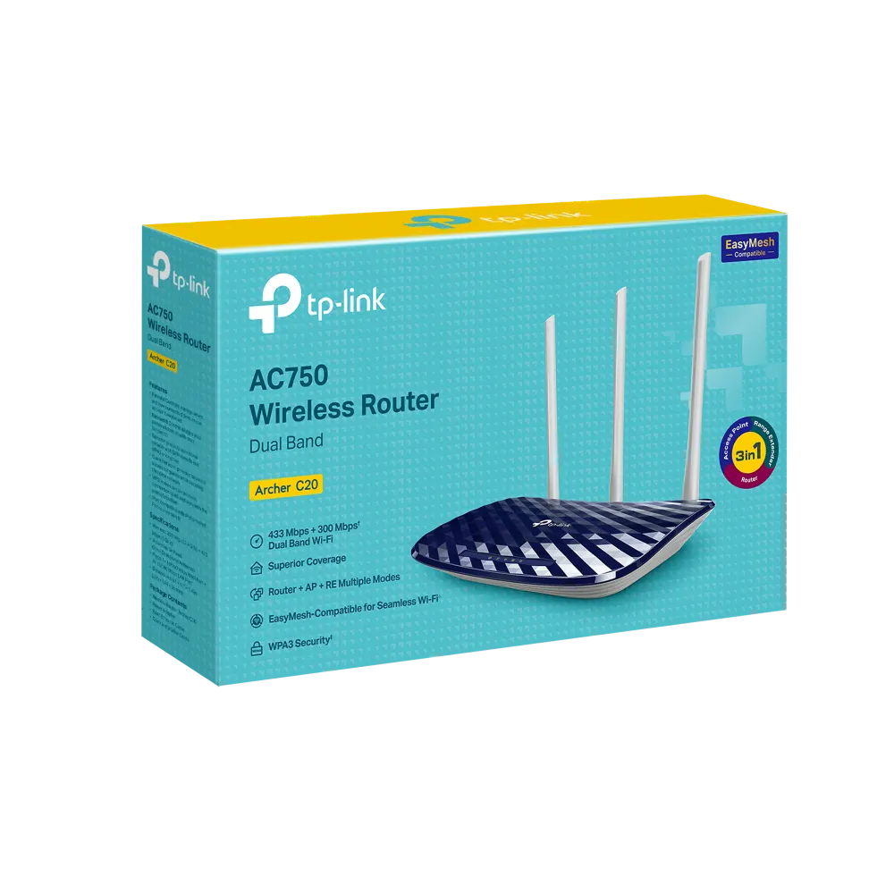 TP-Link, Archer C20 AC750 Wireless Dual Band Router