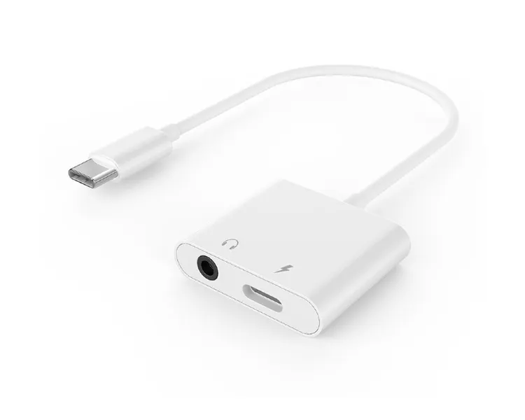 ადაპტერი Gembird A-CM-3.5FP-01 Audio adapter cable USB Type-C to 3.5mm+power socket White