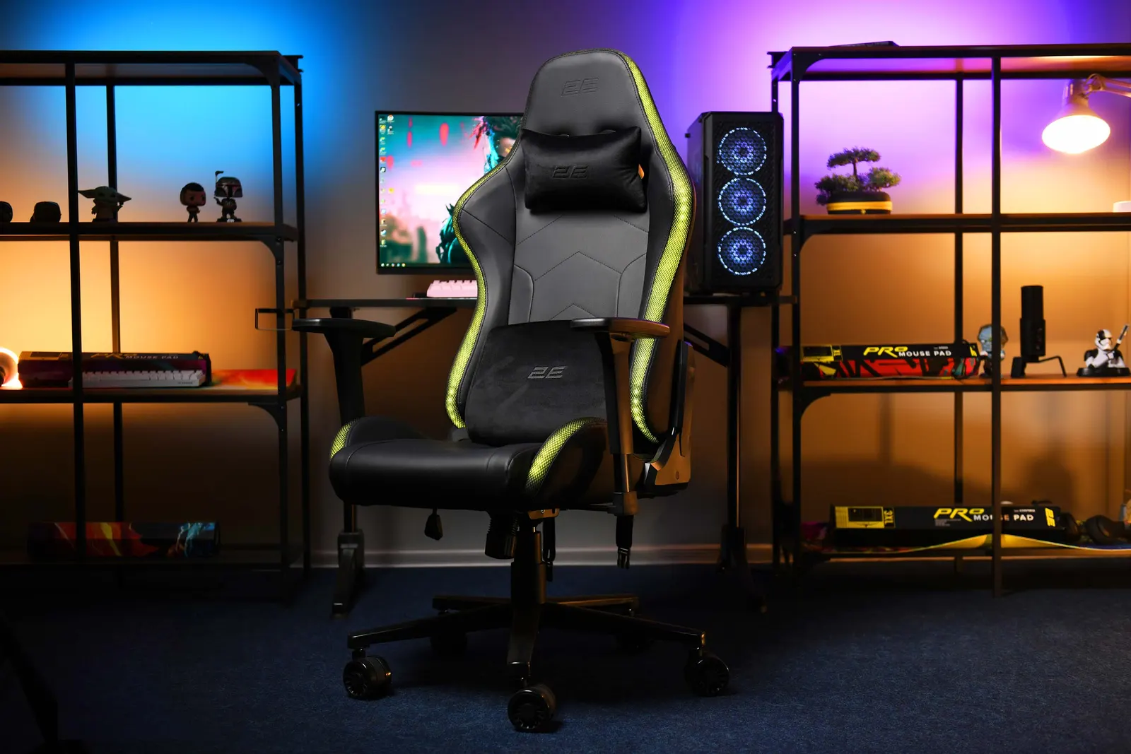 2E GAMING Chair OGAMA II RGB, PU Leather, 3D-Armrests, black