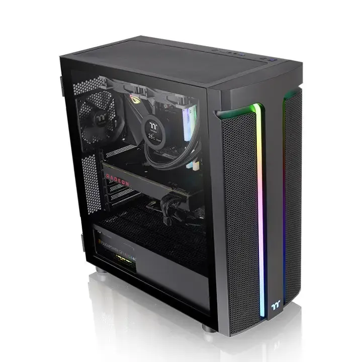 ThermalTake, H590 TG ARGB Mid Tower Chassis Case Black.