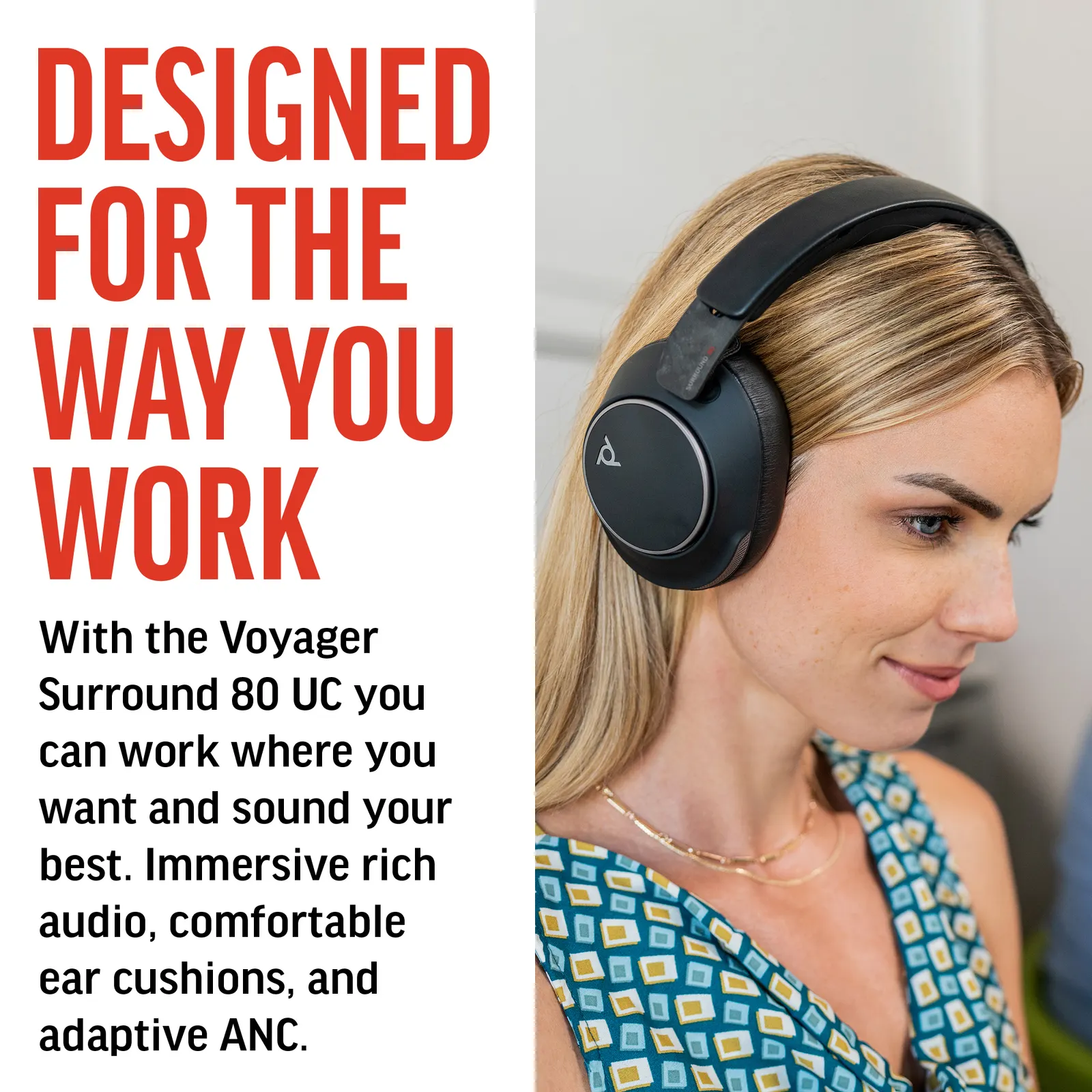 ყურსასმენი Poly Voyager Surround 80 UC Bluetooth On-ear Black