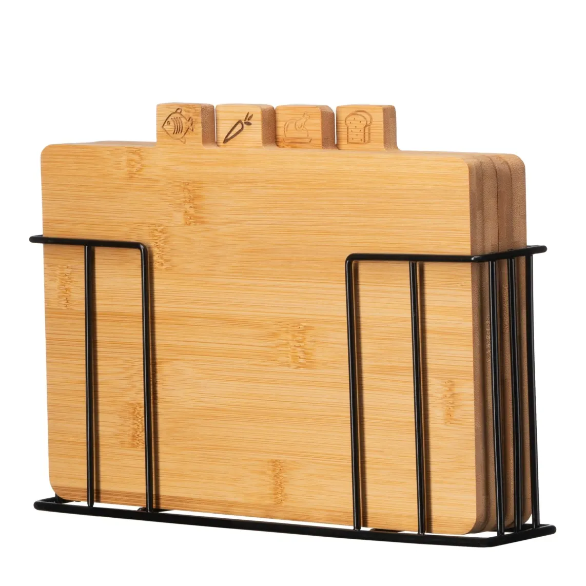 საჭრელი დაფა Ardesto Cutting board set with stand Midori, 4pcs, 30x5.6x20.3cm, bamboo, metal