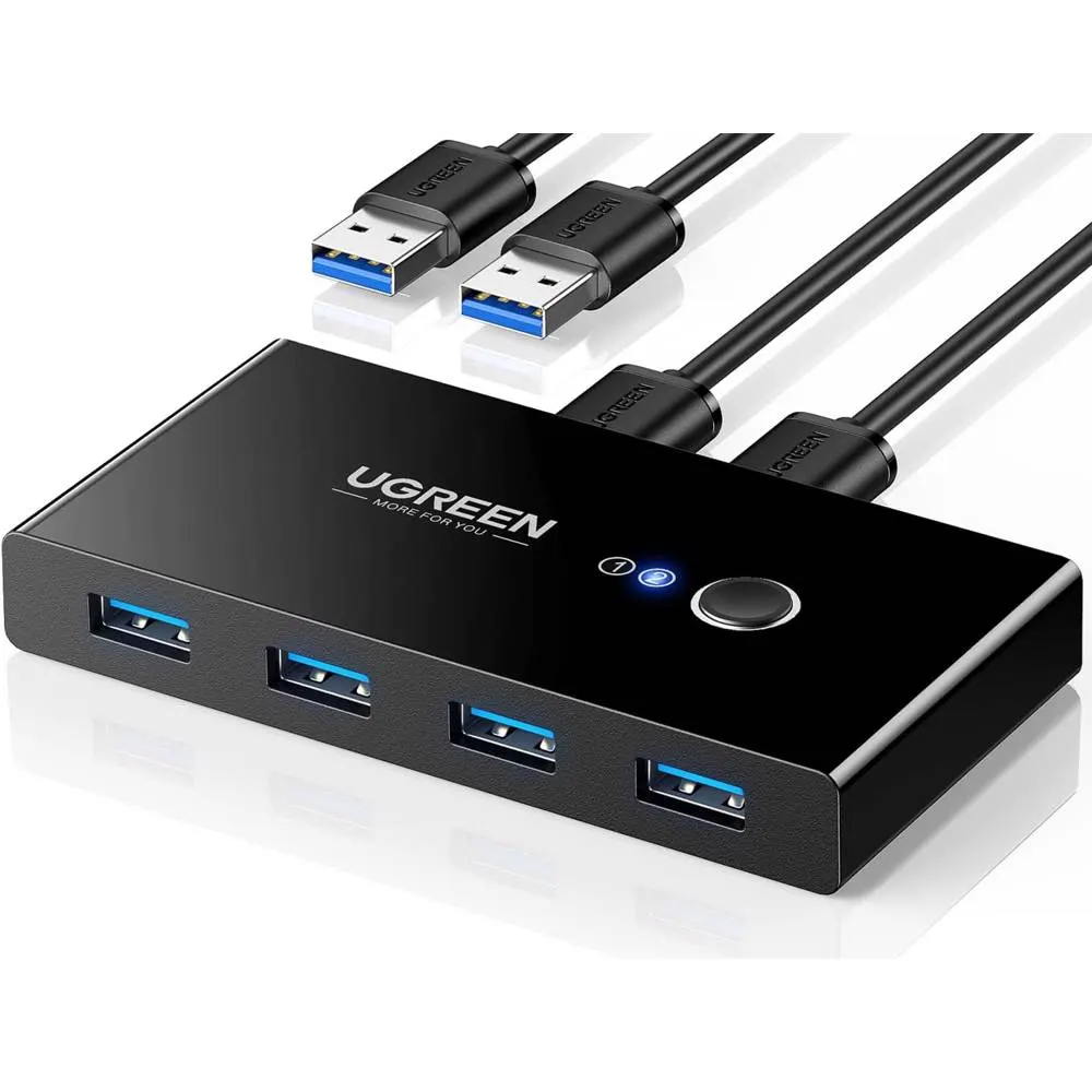 სვიჩი UGREEN US216 (30768), 2 In 4 Out USB 3.0 Sharing Switch Box, Black