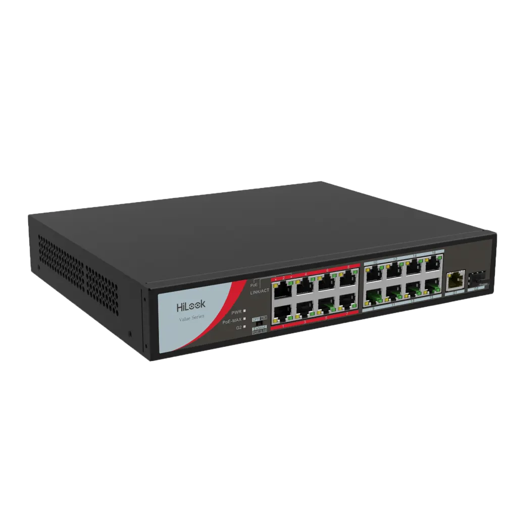 PoE სვიჩი - 16 PoE (at/af) პორტი, არამართვადი, HiLook, HiLook By HIKVISION NS-0318P-130(B)