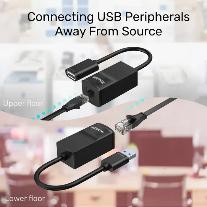 Y-UE01001, UNITEK, USB 1.1 Extension Over RJ45 (up to 60M)