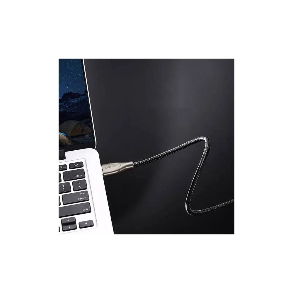 HDMI კაბელი UGREEN 50108, 4K, 2.0 HDMI to HDMI Carbon Fiber Zinc Alloy Cable, 2m, Grey