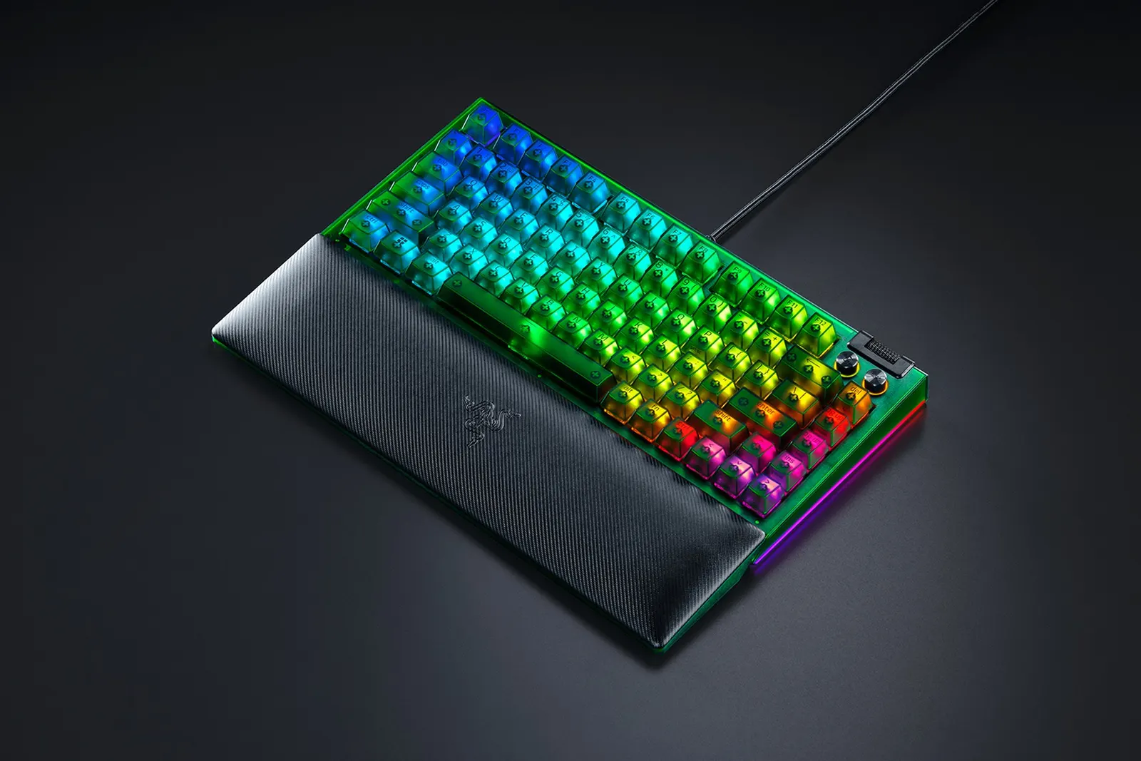 კლავიატურა Razer Keyboard BlackWidow V4 75%, 83key, Mechanical Tactile Switch GEN-3, USB-A, EN, RGB, Phantom Green Ed