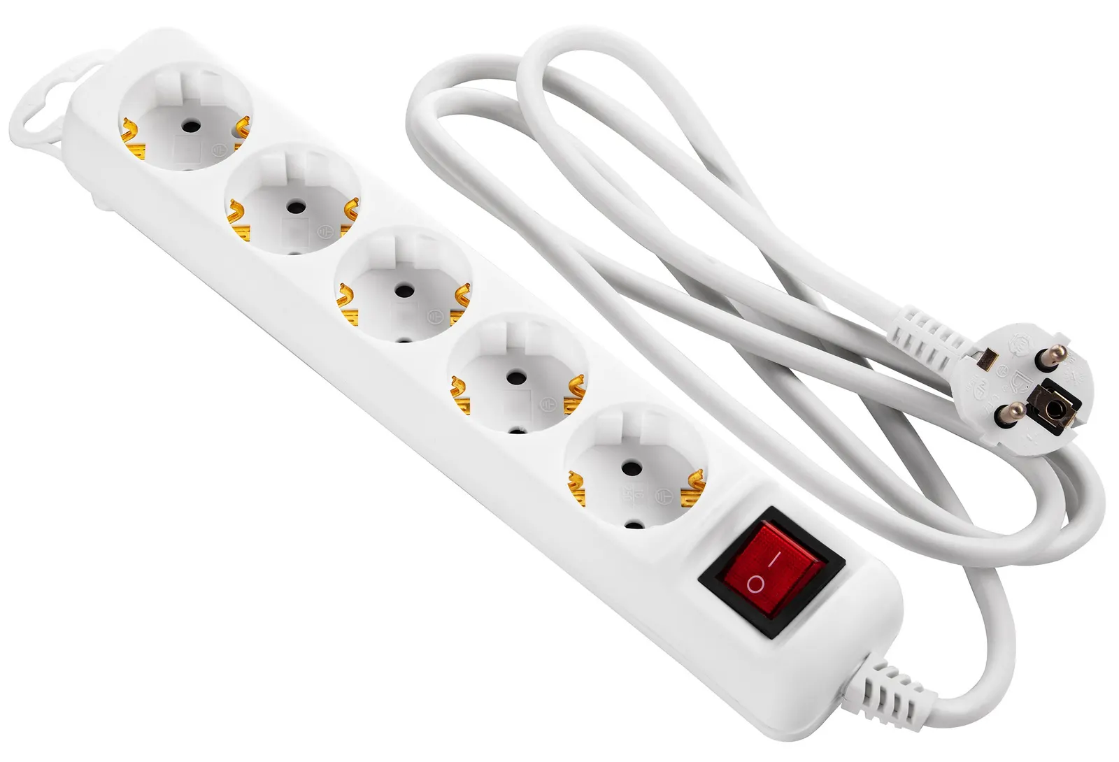 დამაგრძელებელი Power strip 2E 5XSchuko with switch, 3G*1.5mm2, 1.5m, white