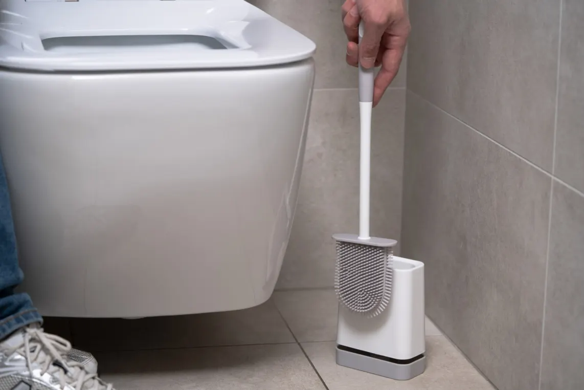 Ardesto Toilet brush set with stand 11.5x5.6x43cm, plastic, white