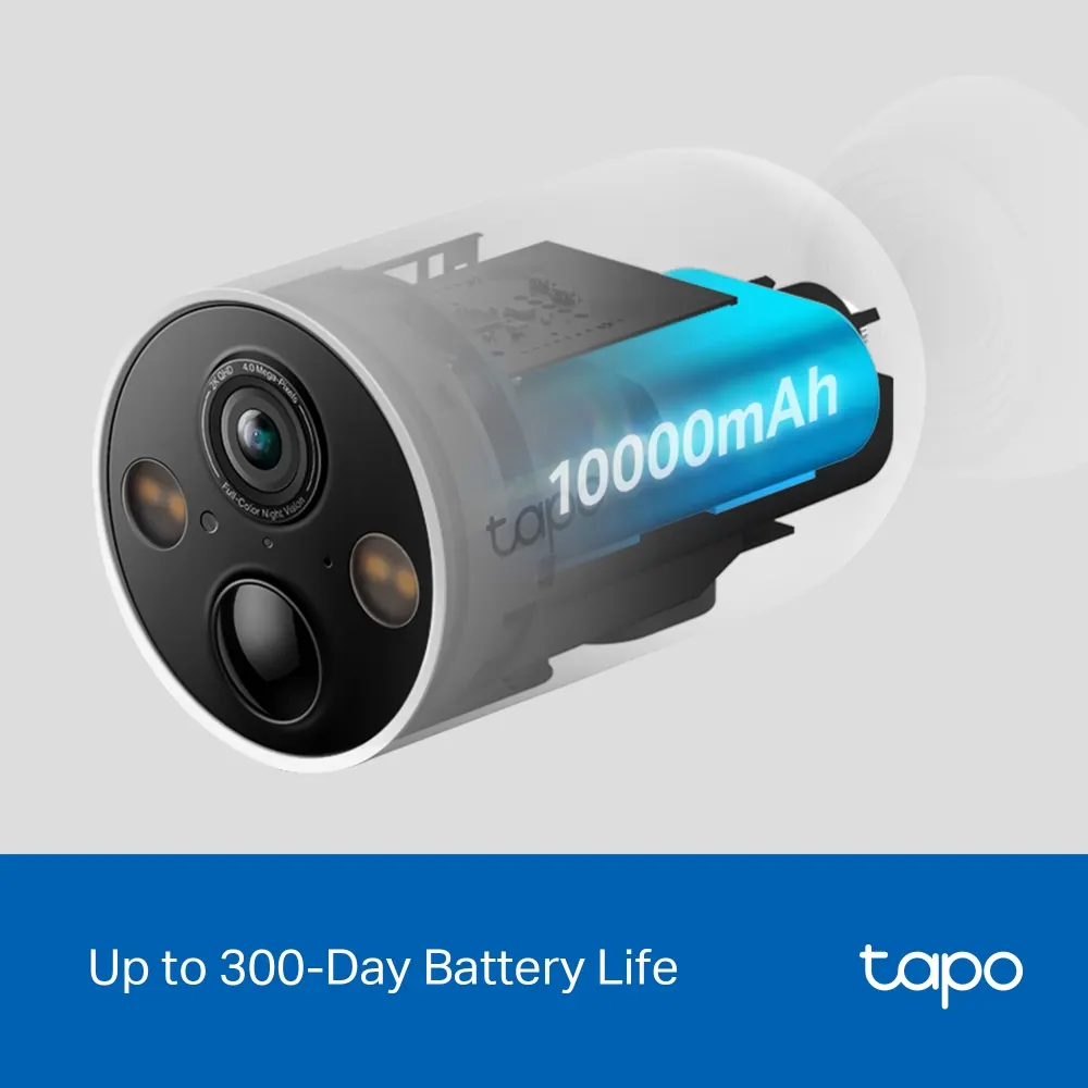 TP-Link Tapo C425 Wire-Free Security Camera - 2560 × 1440 (2K), Wi-Fi, 150° Viewing Angle, Up to 300-Day Battery Life, Solar Power Compatibility