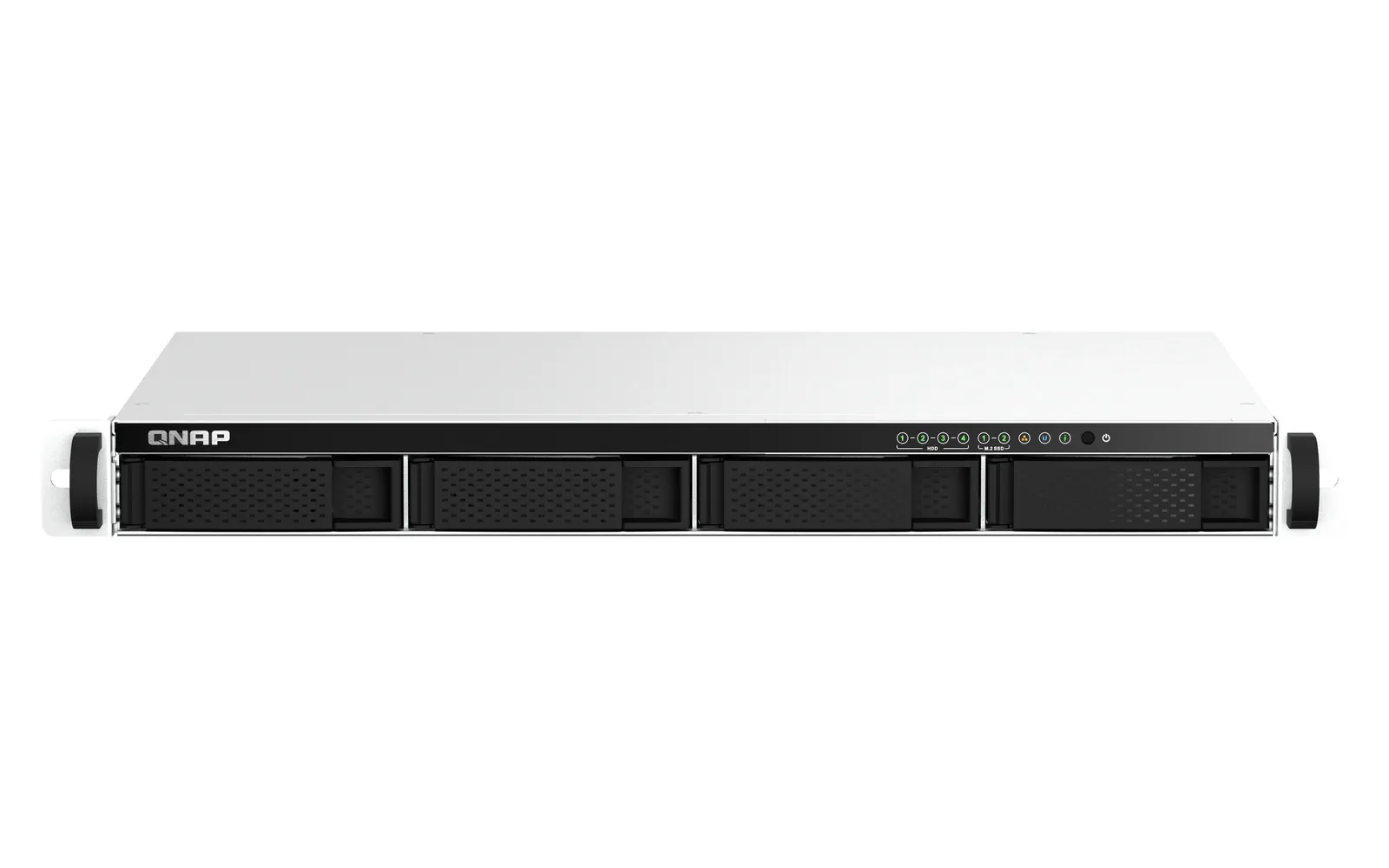 NAS სერვერი 4-bay 1U short depth 12" rackmount NAS, Intel Celeron N5105/N5095 quad-core, burst up to 2.9 GHz; 4GB RAM (2 x SODIMM slots, max 16GB total); 4 x 3.5"/2.5" SATA 6Gb/s drive bays; 2 x M.2 PCIe Gen3 x1