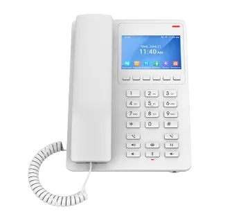 IP ტელეფონი Grandstream GHP630, Compact Hotel IP Phone, 2 SIP accounts, 2 lines, 1x Ethernet 10/100 PoE, 480x320 (3.5") Color LCD, no PSU, White